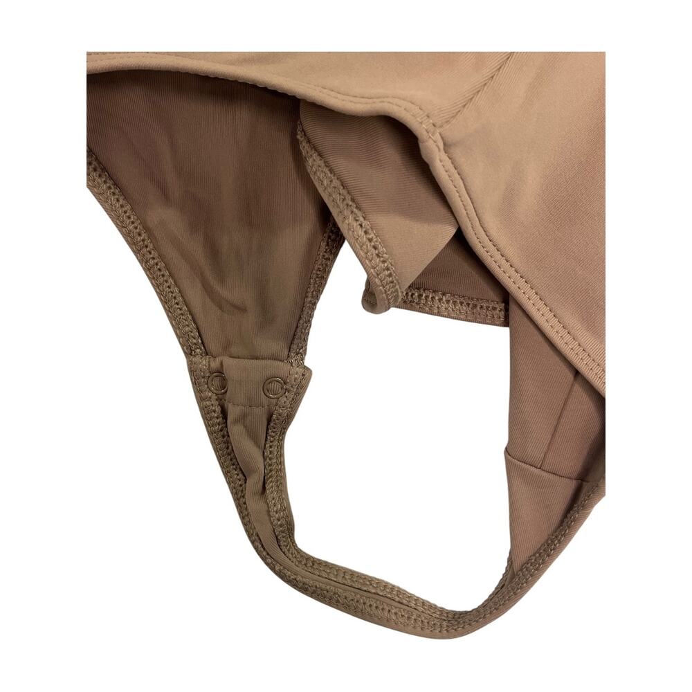 Aritzia Babaton Bodysuit Top Womens Medium Brown Mock Neck Long Sleeve Stretch - Picture 7 of 11